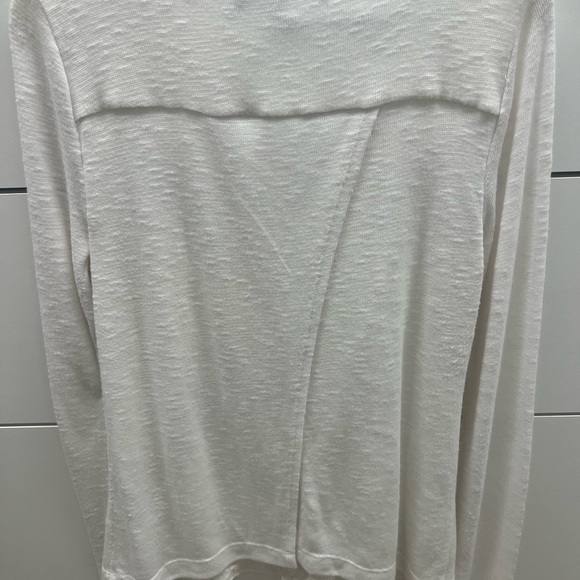 White House black market long sleeve white blouse w/ silver beading v neck- m - Picture 3 of 9